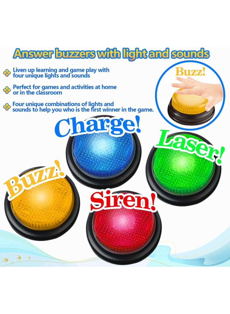 kaichi 4-Pack Game Buzzers with Lights & Sound – Family Feud Style Answer Buzzers for Kids & Adults, Classroom Quiz & Party Game Set - Image 3